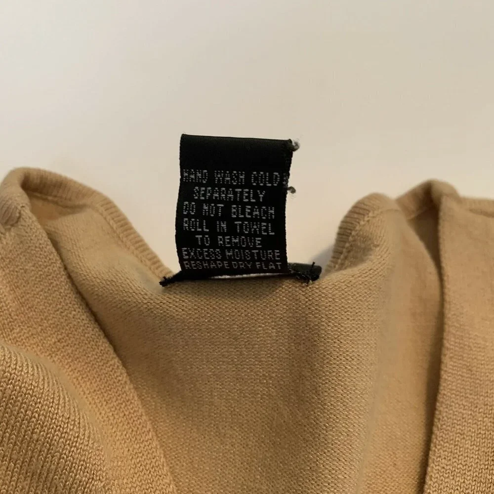 INC tan brown lace-up v-neck 3/4 sleeve sweater
